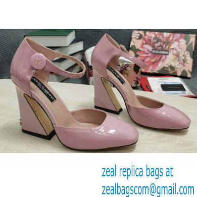 Dolce & Gabbana Heel 6.5cm/10.5cm Patent leather Mary Janes Light Pink with Geometric Heel 2022 - Click Image to Close